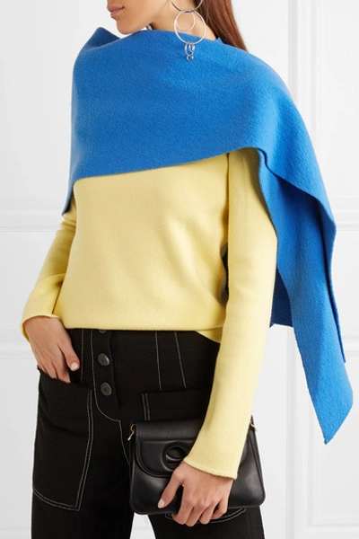 Shop Jw Anderson Cape-effect Two-tone Wool And Cashmere-blend Sweater