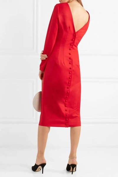 Shop Sara Battaglia Wool-blend Crepe Midi Dress