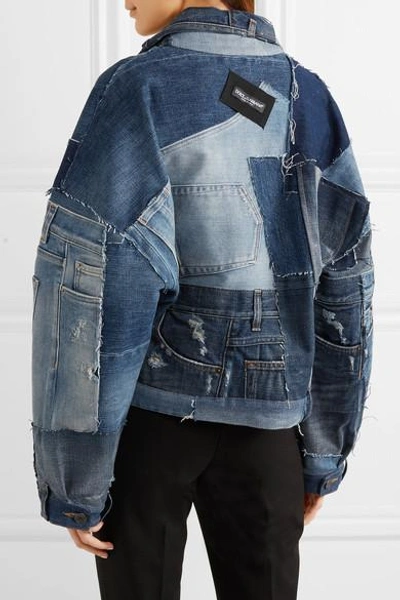 Shop Dolce & Gabbana Distressed Patchwork Denim Jacket