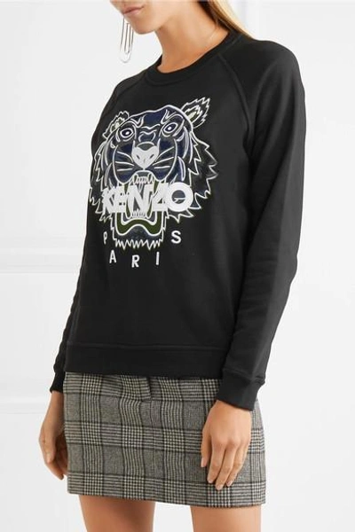 Shop Kenzo Tiger Appliquéd Cotton-jersey Sweatshirt