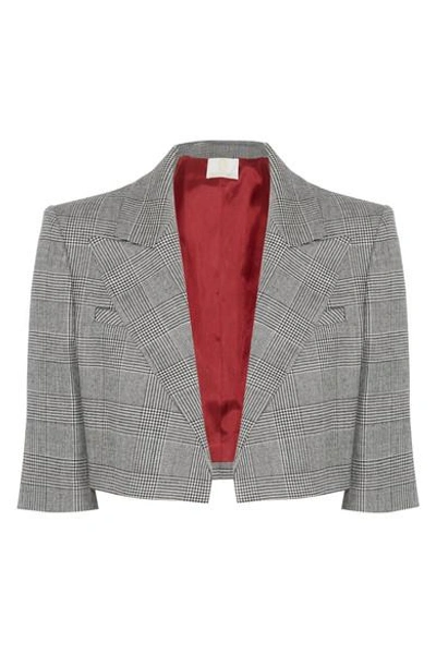 Shop Sara Battaglia Cropped Prince Of Wales Checked Wool-blend Blazer