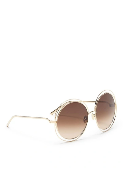 Shop Chloé 'carlina' Overlap Wire Rim Round Metal Sunglasses