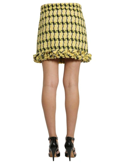 Shop Boutique Moschino Short Tweed Skirt In Giallo