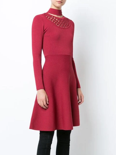 Shop Fendi Flared Cut-out Dress In Red