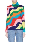 MIRA MIKATI Rainbow wavy stripe Merino wool turtleneck sweater