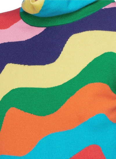 Shop Mira Mikati Rainbow Wavy Stripe Merino Wool Turtleneck Sweater