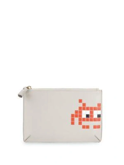 Shop Anya Hindmarch Loose Pocket Leather Pouch In Grey