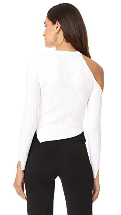 Shop Cushnie Et Ochs Long Sleeved Single Shoulder Crop Top In White