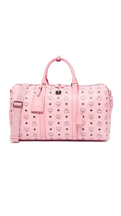 Mcm Voyager Visetos Large Weekender Duffel Bag In Soft Pink