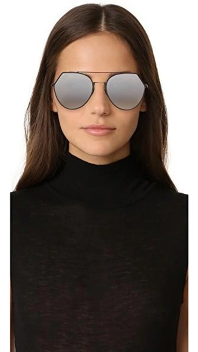 Shop Fendi Aviator Sunglasses In Black/grey Azure Silver