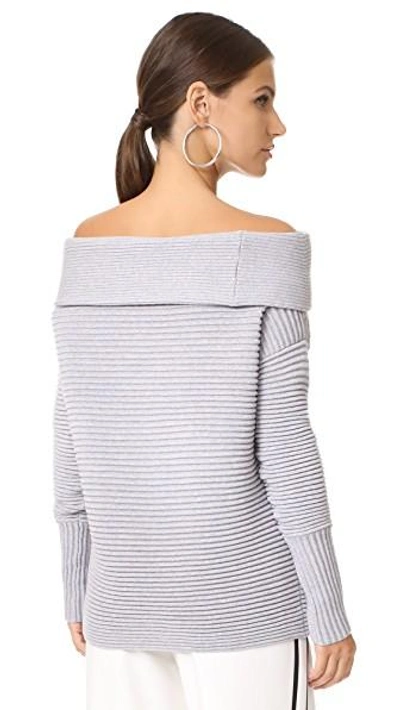 Shop Victoria Victoria Beckham Off The Shoulder Sweater In Pale Grey