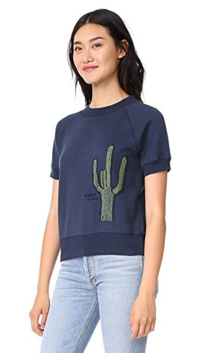 Shop Banner Day Cactus Short Sleeve Sweatshirt In Navy