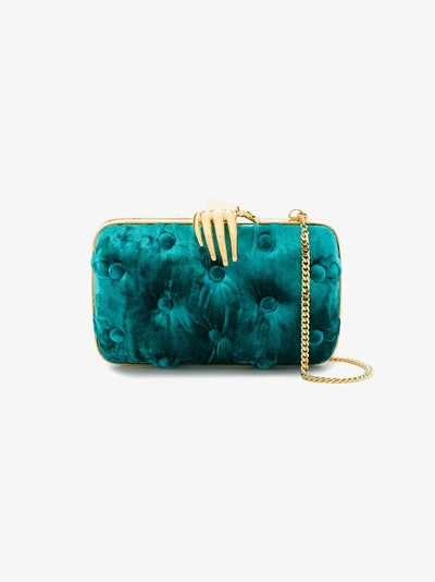 Shop Benedetta Bruzziches Blue Carmen Clutch Bag With Hand Embellishment