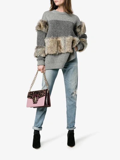 Shop Dolce & Gabbana Lucia Leopard Print Shoulder Bag In Pink & Purple