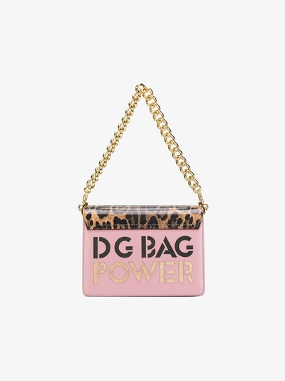 Shop Dolce & Gabbana Lucia Leopard Print Shoulder Bag In Pink & Purple