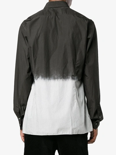 Shop Lanvin Overdyed Pinstripe Shirt In Grey