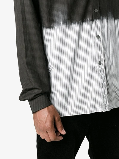 Shop Lanvin Overdyed Pinstripe Shirt In Grey