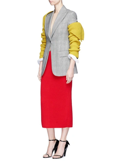 Shop Calvin Klein Collection Wool-cashmere Rib Knit Midi Pencil Skirt