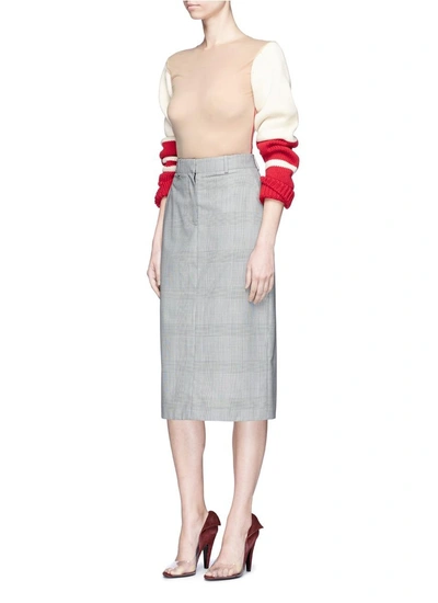 Shop Calvin Klein Collection Houndstooth Check Plaid Wool Pencil Skirt
