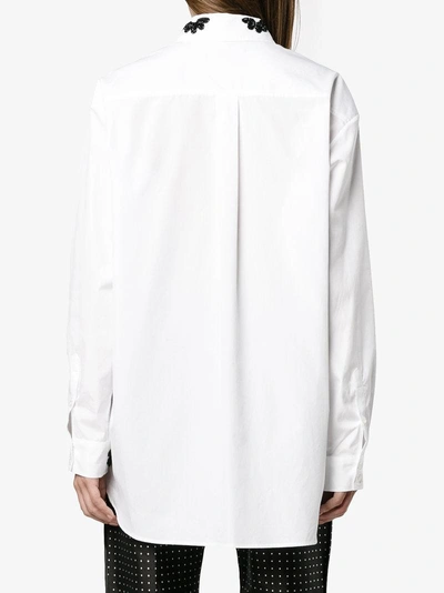 Shop Simone Rocha Shirt With Beaded Collar And Cuffs In White