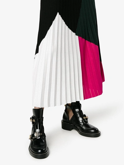 Shop Proenza Schouler Tricolour Dress With V Neck And Spaghetti Straps In Black