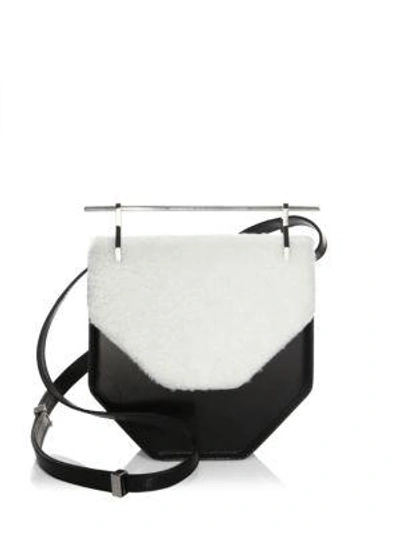 Shop M2malletier Flap Leather Crossbody Bag In Black-white