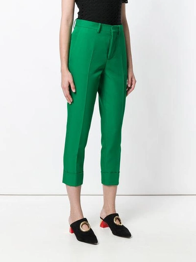 Shop Marni Cropped Trousers In Green