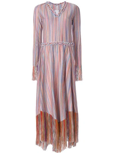 Shop Marco De Vincenzo Striped Fringed Dress