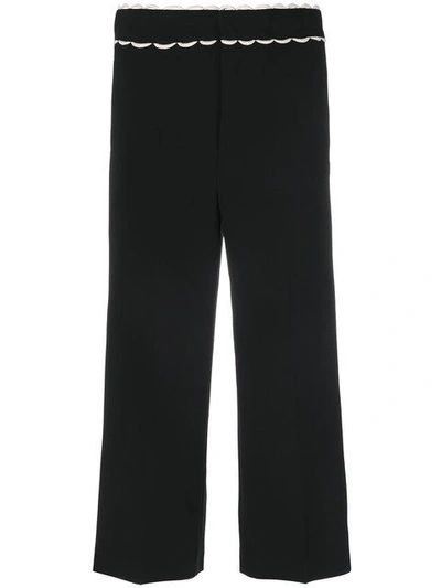 Shop Red Valentino Wide Leg Cropped Trousers - Black