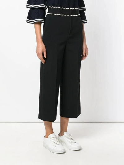 Shop Red Valentino Wide Leg Cropped Trousers - Black