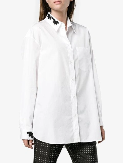Shop Simone Rocha Shirt With Beaded Collar And Cuffs In White