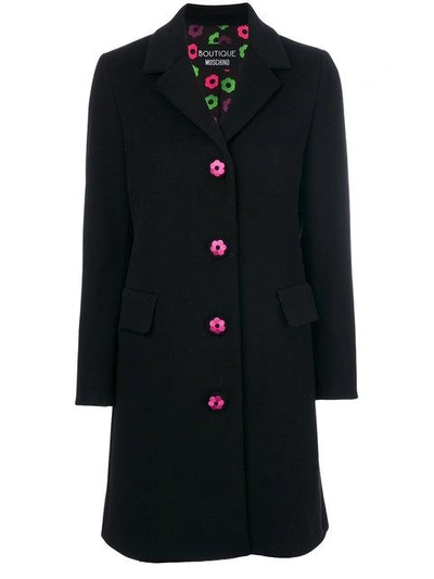 Shop Boutique Moschino Embroidered Button Coat
