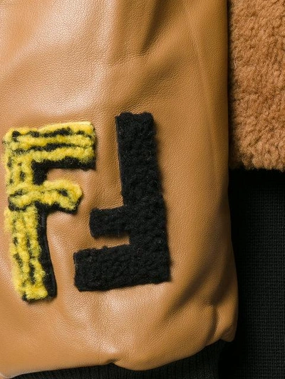 Shop Fendi Embroidered Bomber Jacket In Brown