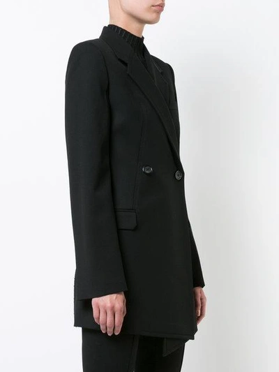 Shop Helmut Lang Deconstructed Long Blazer - Black