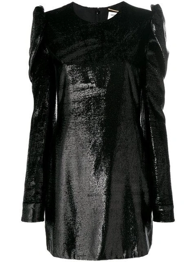 Shop Saint Laurent Metallic Fitted Dress - Black