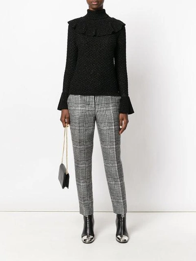 Shop Fendi Dogtooth Tapered Trousers - Black