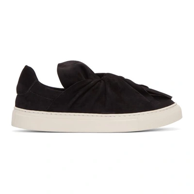 Shop Ports 1961 Black Suede Bow Slip-on Sneakers