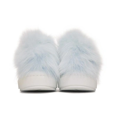 Shop Mr & Mrs Italy White & Blue Fur Sneakers