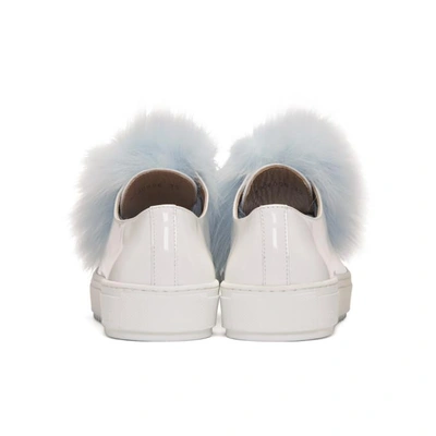 Shop Mr & Mrs Italy White & Blue Fur Trainers