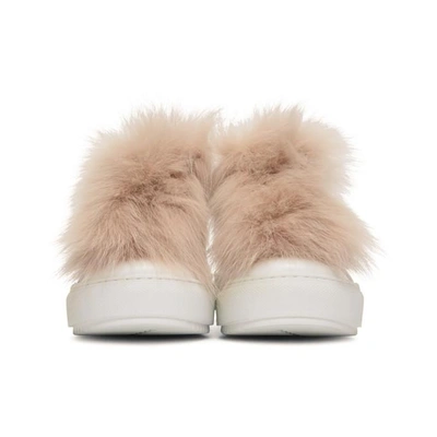 Shop Mr & Mrs Italy White & Pink Patent Fur Sneakers