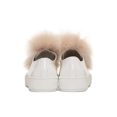 Shop Mr & Mrs Italy White & Pink Patent Fur Sneakers