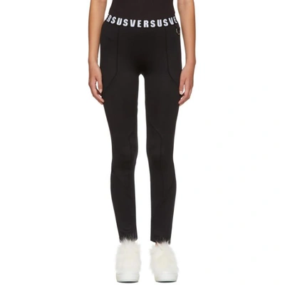 Shop Versus Black Logo Waistband Leggings In B1008 Black