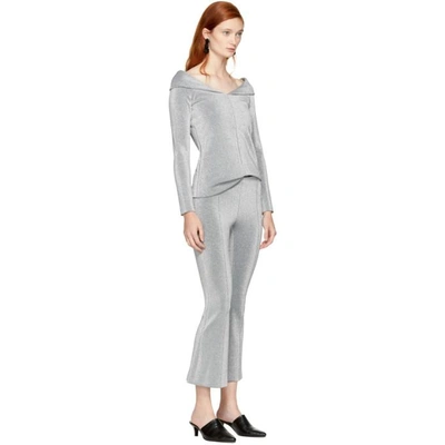 Shop Rosetta Getty Silver Cropped Flared Trousers