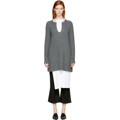 Shop Rosetta Getty Grey Cashmere Slit Front Sweater