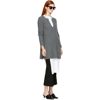 Shop Rosetta Getty Grey Cashmere Slit Front Sweater