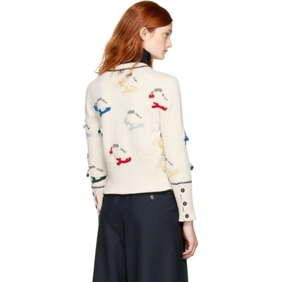 Shop Thom Browne White Ice Skate Classic Crewneck Cardigan In 100 White