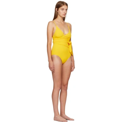 Shop Stella Mccartney Yellow Timeless Basics Wrap Swimsuit