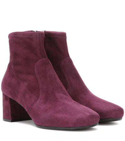 Prada Suede Ankle Boots In Purple