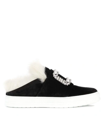 Shop Roger Vivier Sneaky Viv Fur-lined Suede Sneakers