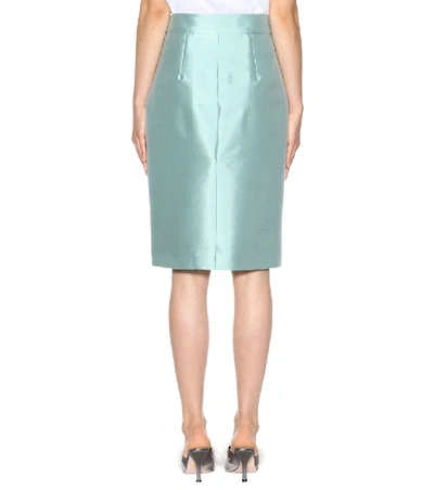 Shop Prada Wool And Silk Skirt In Blue